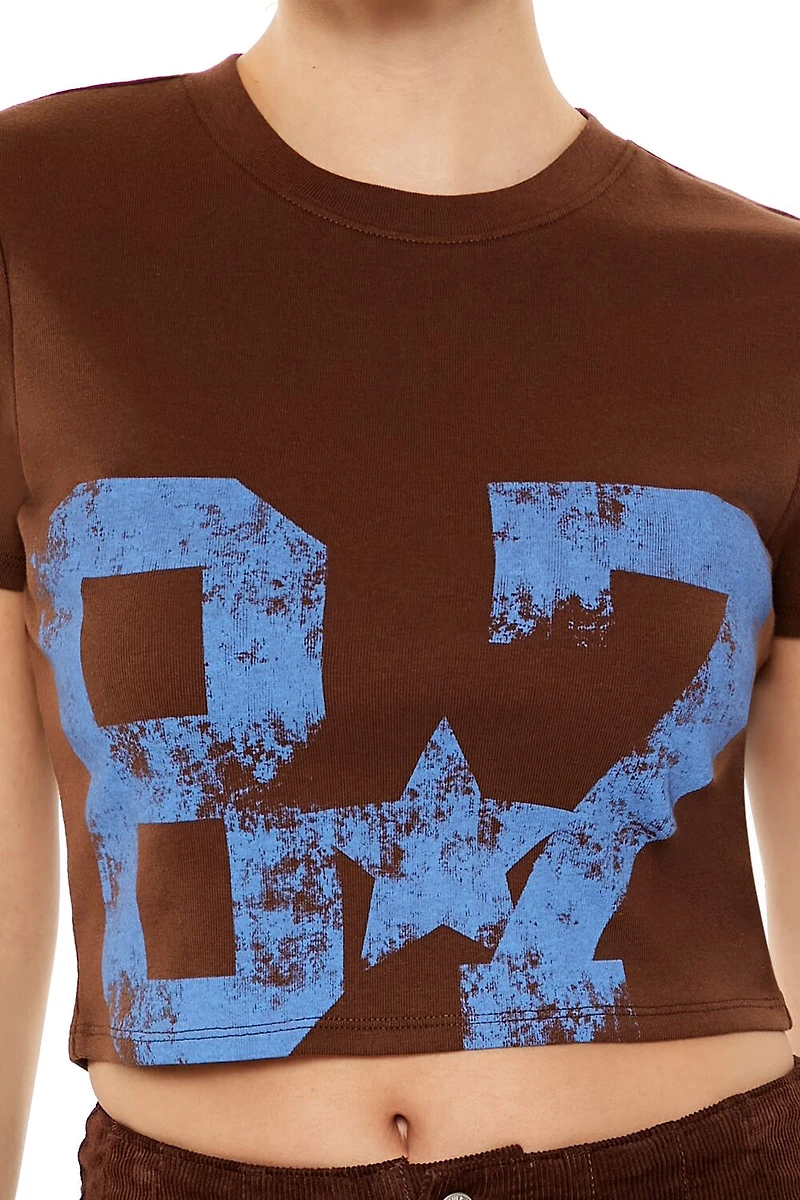 Ribbed Knit 87 Graphic Baby Tee