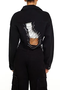 Rhinestone Chain Denim Jacket