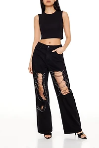 Rhinestone Chain High-Rise Jeans