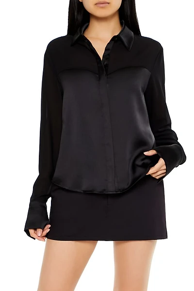 Oversized Sheer Button-Up Shirt