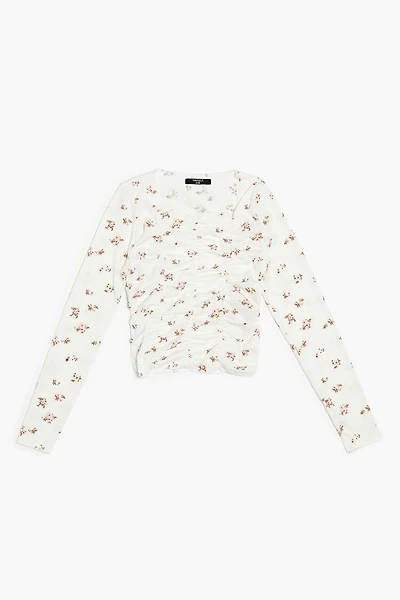 Girls Ruched Floral Top (Kids)