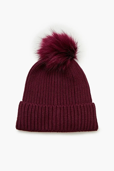 Faux Fur Pom Pom Beanie