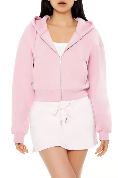 Fleece Drop-Sleeve Zip-Up Hoodie