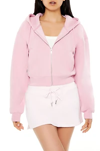 Fleece Drop-Sleeve Zip-Up Hoodie