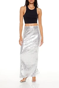 Metallic Sequin Maxi Skirt