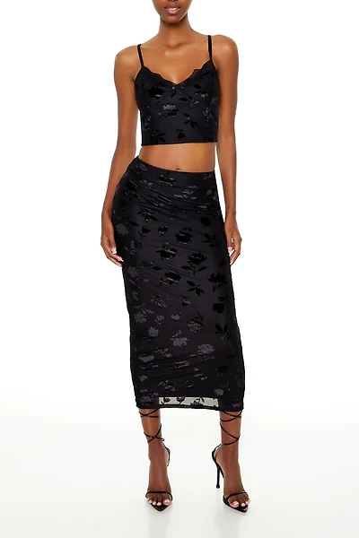 Metallic Burnout Cami & Skirt Set