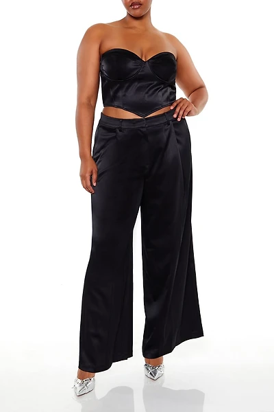 Plus Satin Trouser Pants