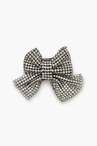 Rhinestone Chain Bow Hair Barrette