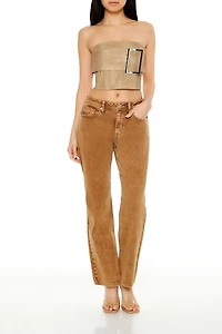 Mid-Rise Flare Ankle Pants