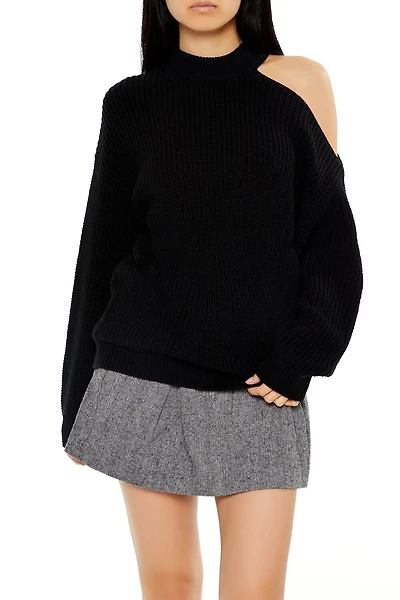Asymmetrical Open-Shoulder Sweater
