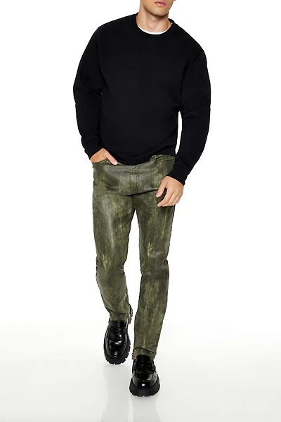 Coated Slim-Fit Mid-Rise Jeans