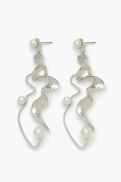 Faux Pearl Abstract Drop Earrings