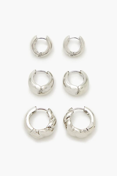 Thick Huggie Hoop Earring Set