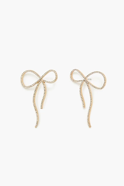 Rhinestone Bow Drop Earrings