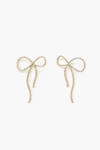 Rhinestone Bow Drop Earrings