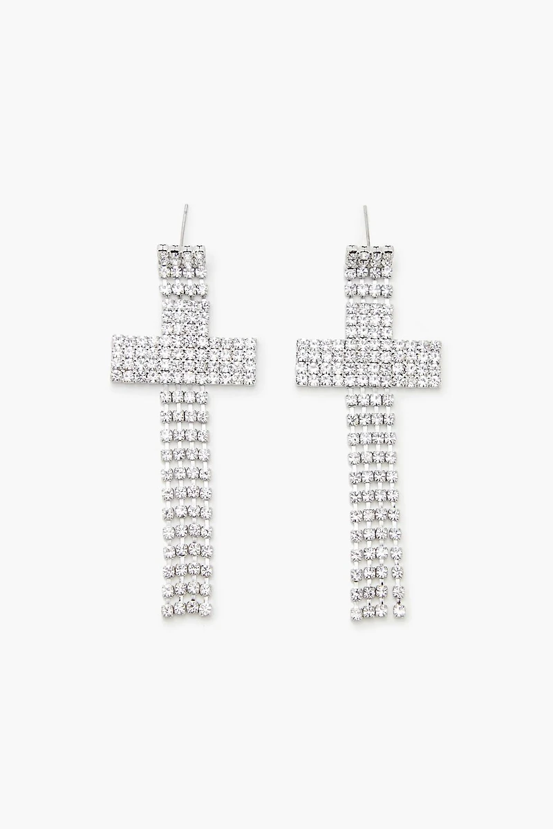 Rhinestone Cross Drop Earrings