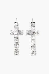 Rhinestone Cross Drop Earrings