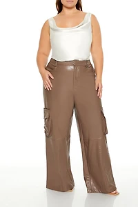 Plus Faux Leather Cargo Pants