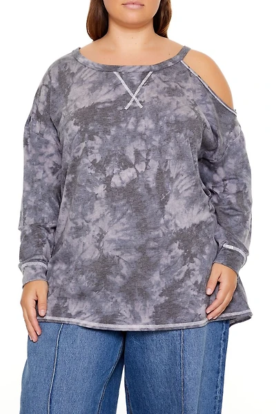 Plus Size Tie-Dye Cutout Oversized Top