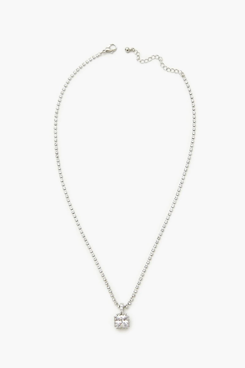 CZ Pendant Box Chain Necklace