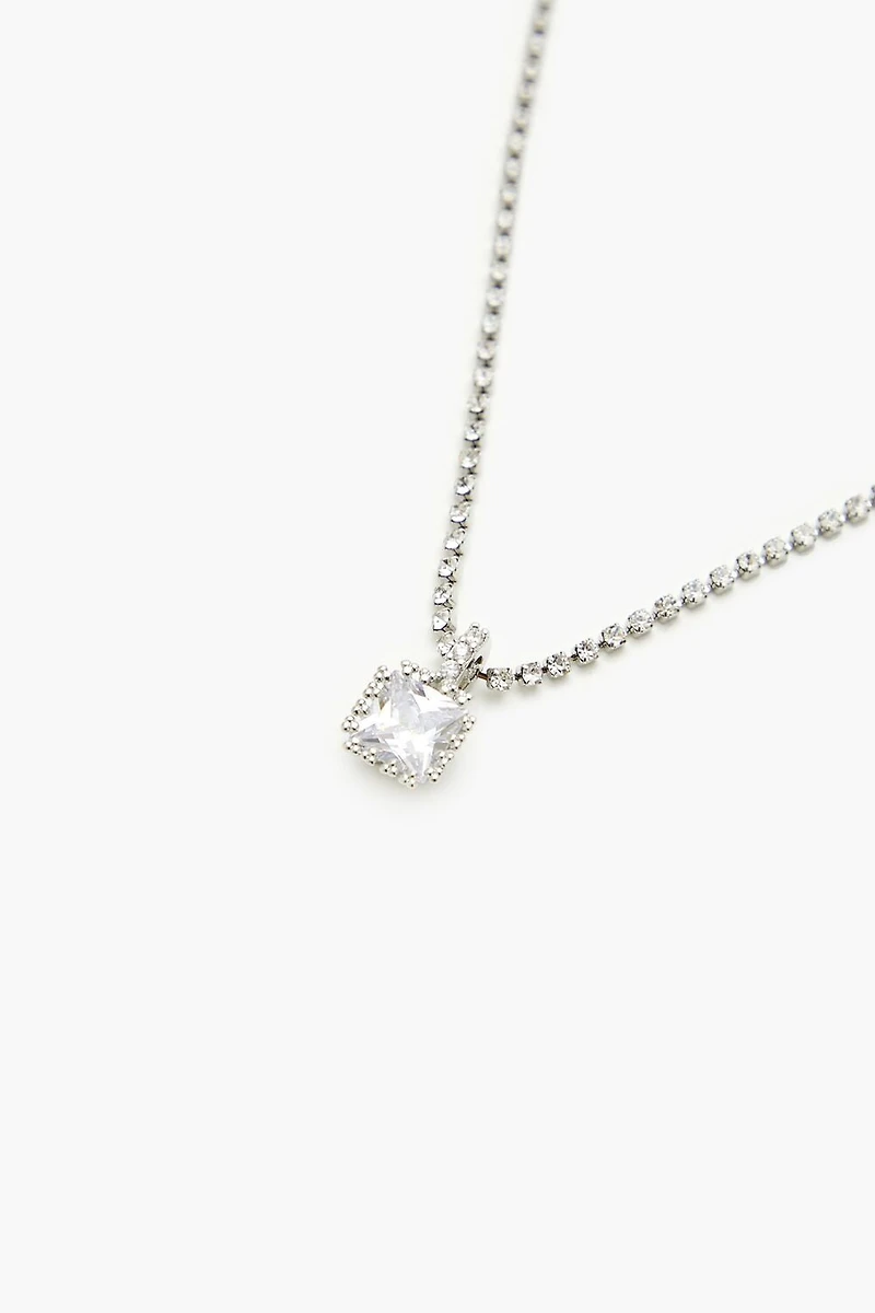 CZ Pendant Box Chain Necklace