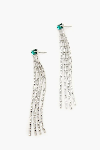 Faux Gem Fringe Drop Earrings