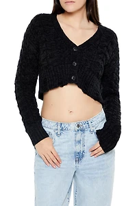 Cable Knit Cropped Cardigan Sweater