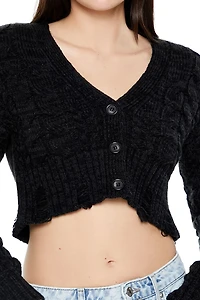 Cable Knit Cropped Cardigan Sweater