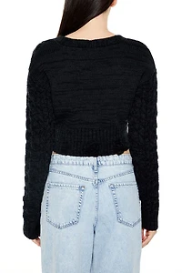 Cable Knit Cropped Cardigan Sweater
