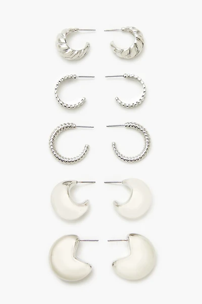 Twisted & Etched Hoop Earring Set