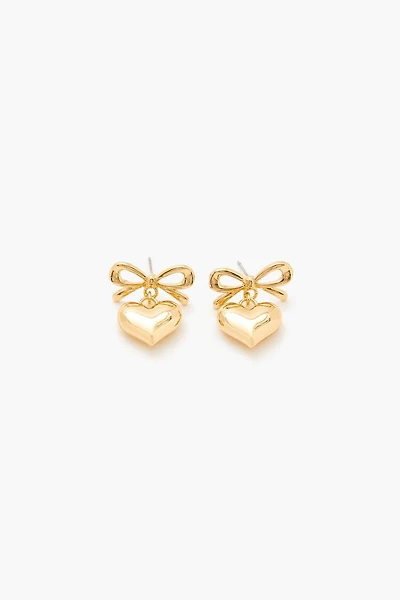Bow Heart Drop Earrings