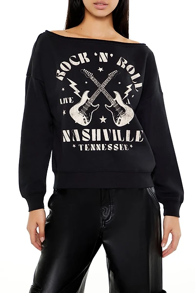 Rock N Roll Off-the-Shoulder Pullover