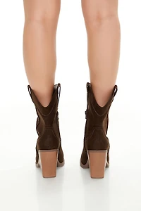 Faux Suede Cowboy Booties