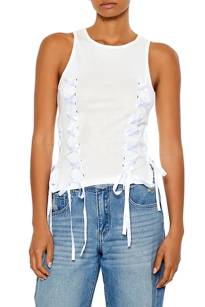 Ribbon Lace-Up Tank Top