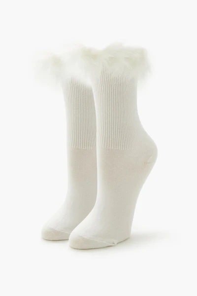 Faux Fur-Trim Crew Socks