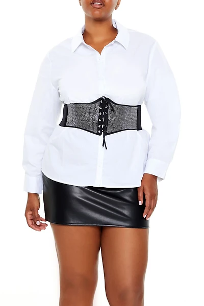 Plus Rhinestone Belt Shirt