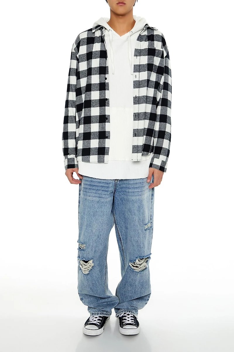 Plaid Curved-Hem Shirt