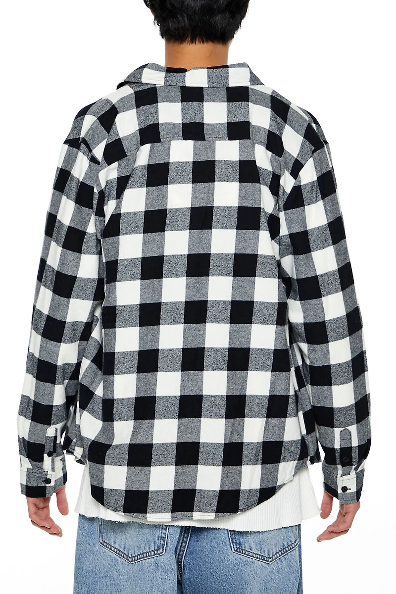 Plaid Curved-Hem Shirt