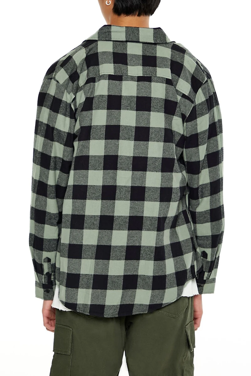 Plaid Curved-Hem Shirt