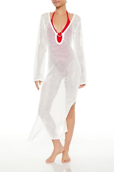 Crochet O-Ring Swim Cover-Up Maxi Dress