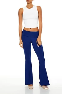 Ribbed Foldover Flare Pants