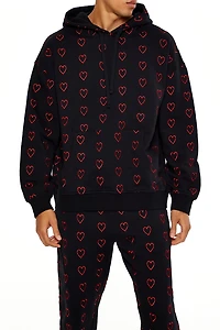 Heart Embroidered Drawstring Hoodie