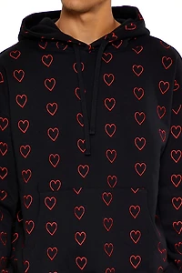 Heart Embroidered Drawstring Hoodie