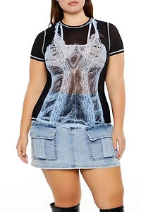 Plus Bustier Graphic Baby Tee