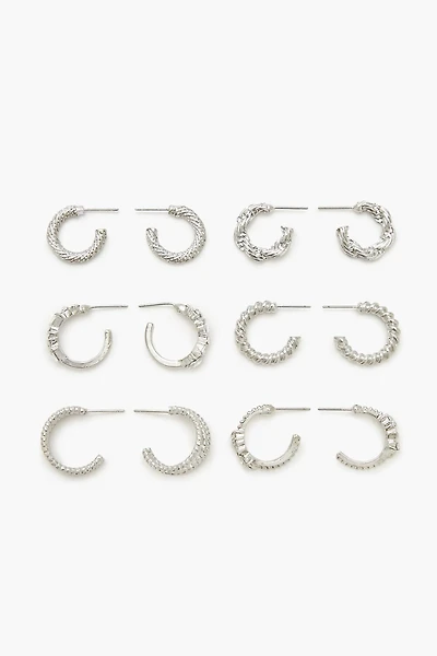 Twisted Rhinestone Hoop Earring Set