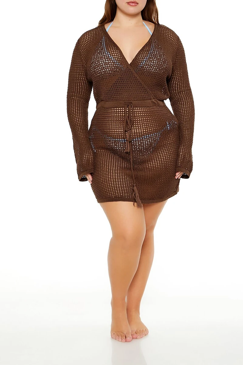 Plus Size Crossed Swim Cover-Up Dress
