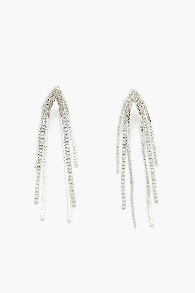 Rhinestone Box Chain Drop Earrings