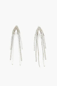 Rhinestone Box Chain Drop Earrings