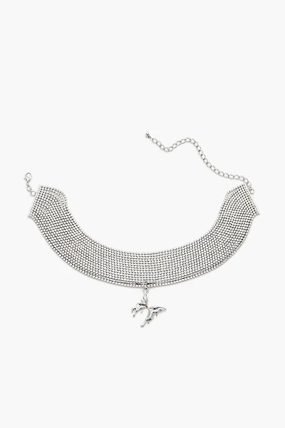 Rhinestone Butterfly Choker Necklace