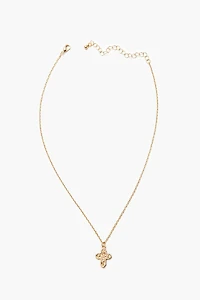 Etched Cross Charm Necklace
